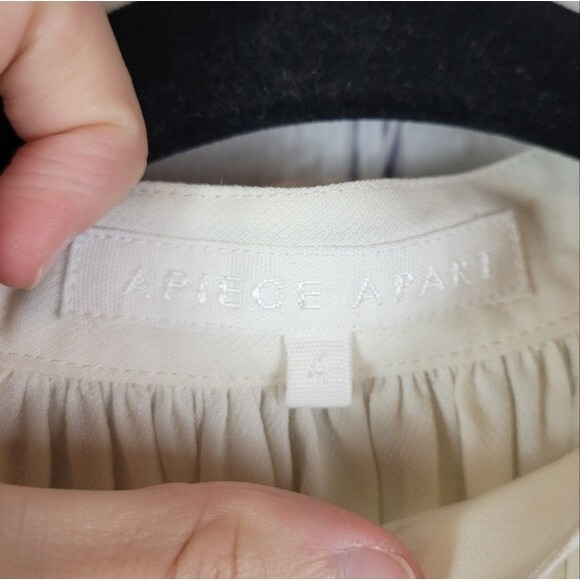 Apiece Apart ivory clasp open front neck long sleeve blouse - Picture 8 of 12